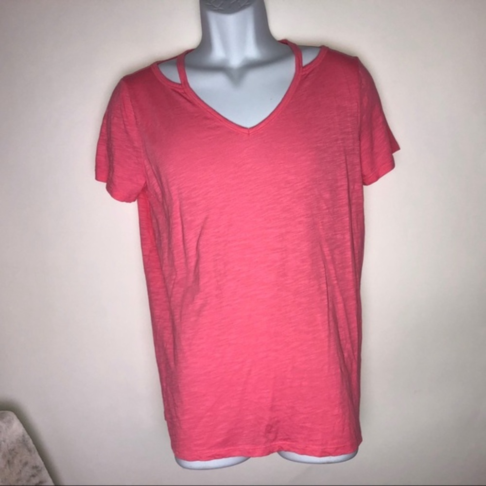 Lands' End Barbiecore Pink‎ Cut-out Tshirt Women's Medium10-12